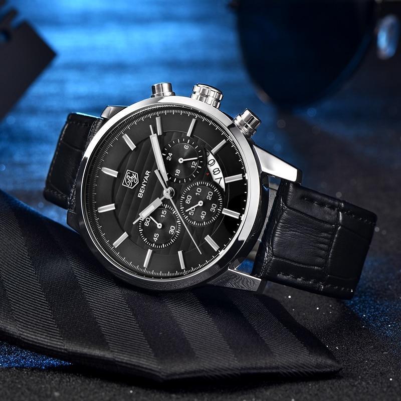 Montres de Luxe pour Hommes, Montre Tendance Étanche pour Hommes, Décontractée Sport Bracelet en Cuir