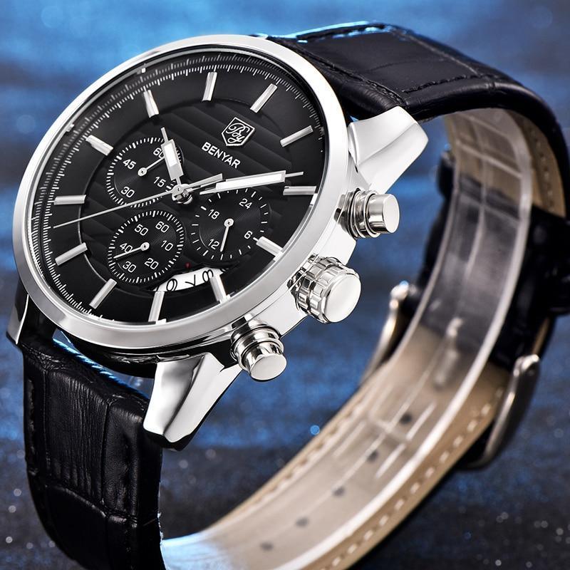 Montres de Luxe pour Hommes, Montre Tendance Étanche pour Hommes, Décontractée Sport Bracelet en Cuir
