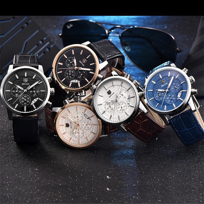 Montres de Luxe pour Hommes, Montre Tendance Étanche pour Hommes, Décontractée Sport Bracelet en Cuir