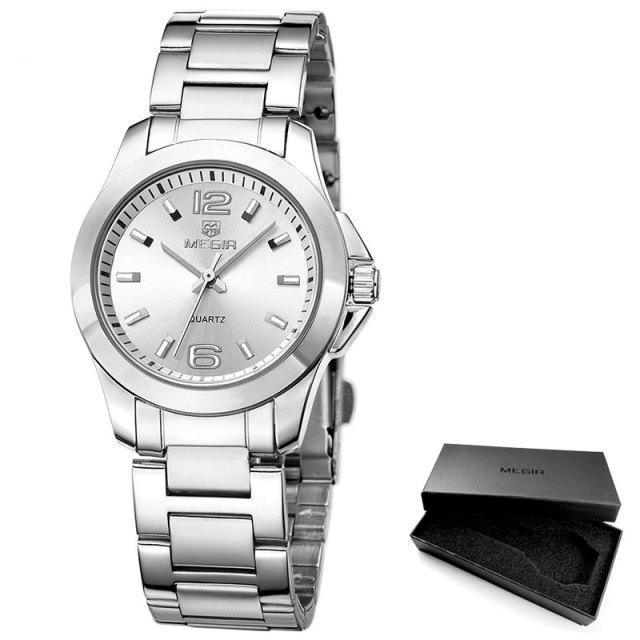 Montre-bracelet à Quartz classique analogique noire argentée pour femmes, étanche et élégante, en acier inoxydable