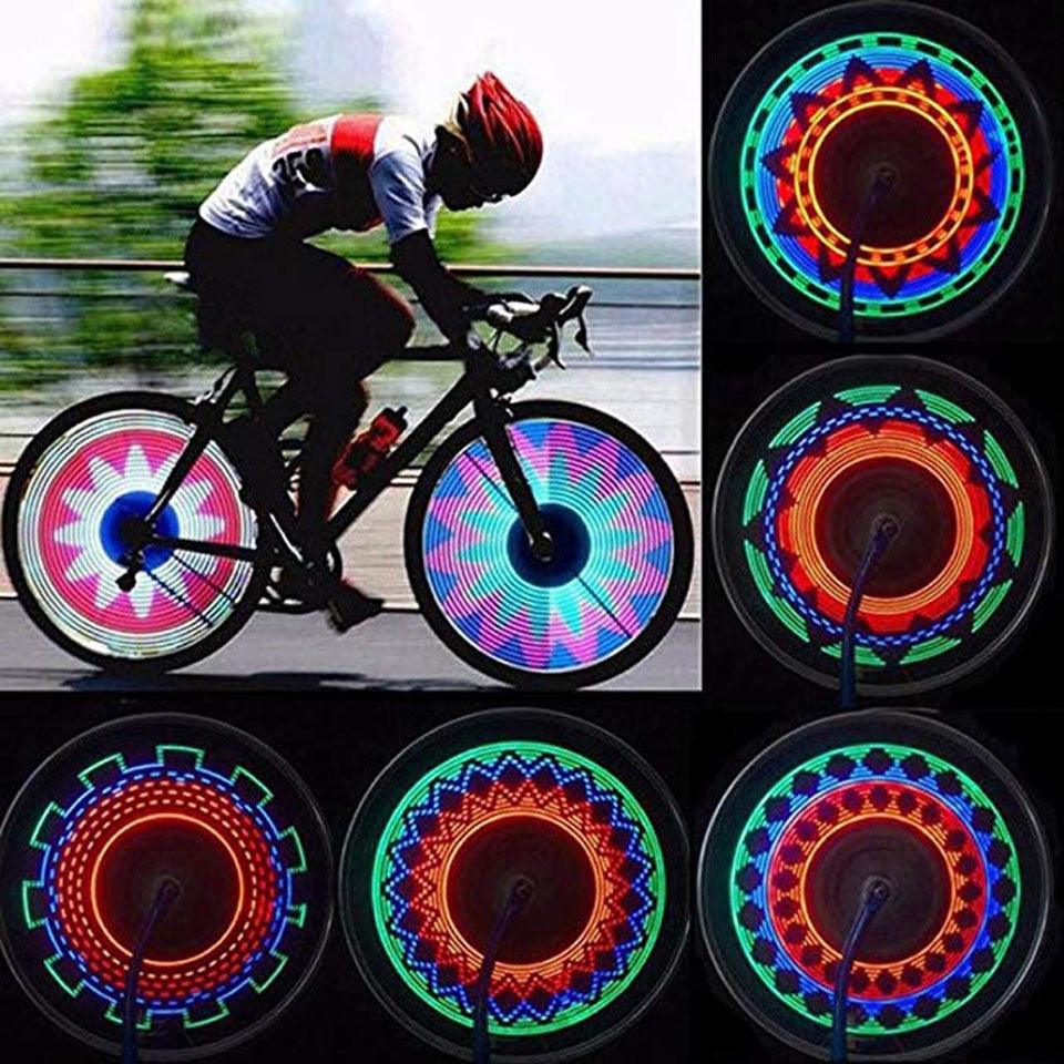 Éclairage de jante de vélo LED avec 32 motifs lumineux changeants, pour roue de vélo, moto, VTT, lampe à rayons clignotante pour cyclisme en plein air.