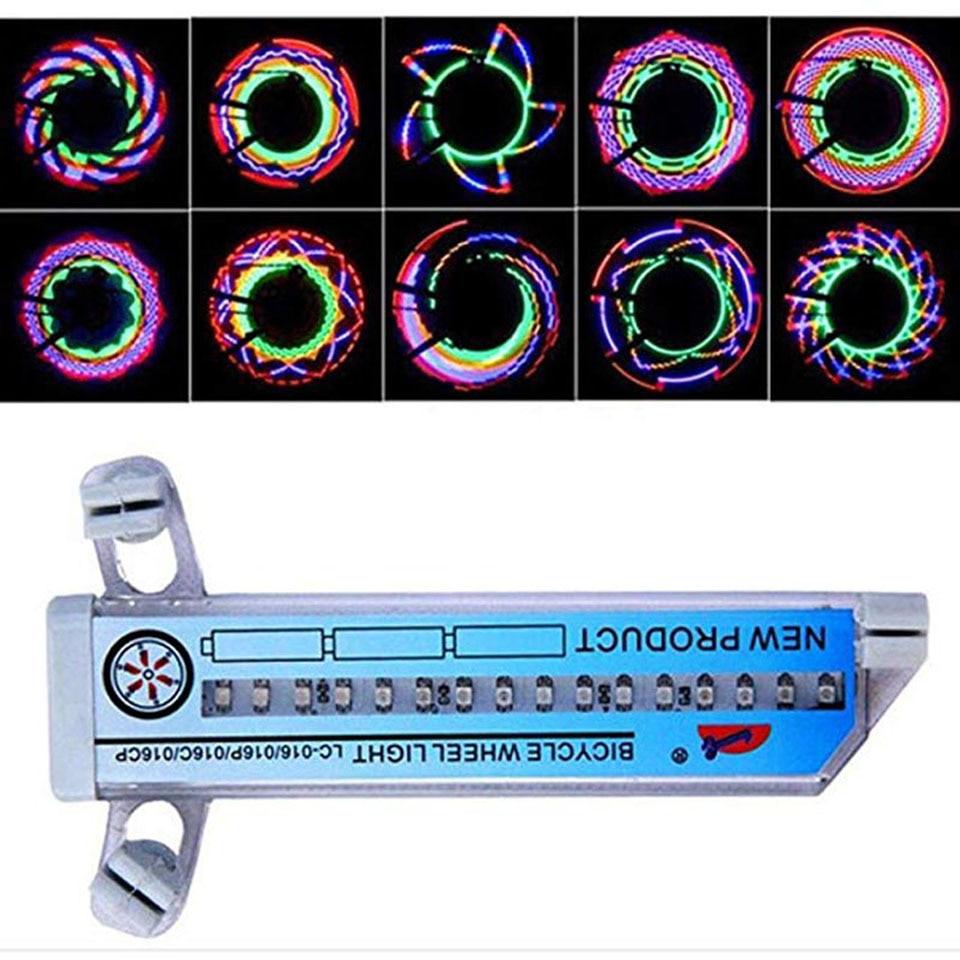 Éclairage de jante de vélo LED avec 32 motifs lumineux changeants, pour roue de vélo, moto, VTT, lampe à rayons clignotante pour cyclisme en plein air.