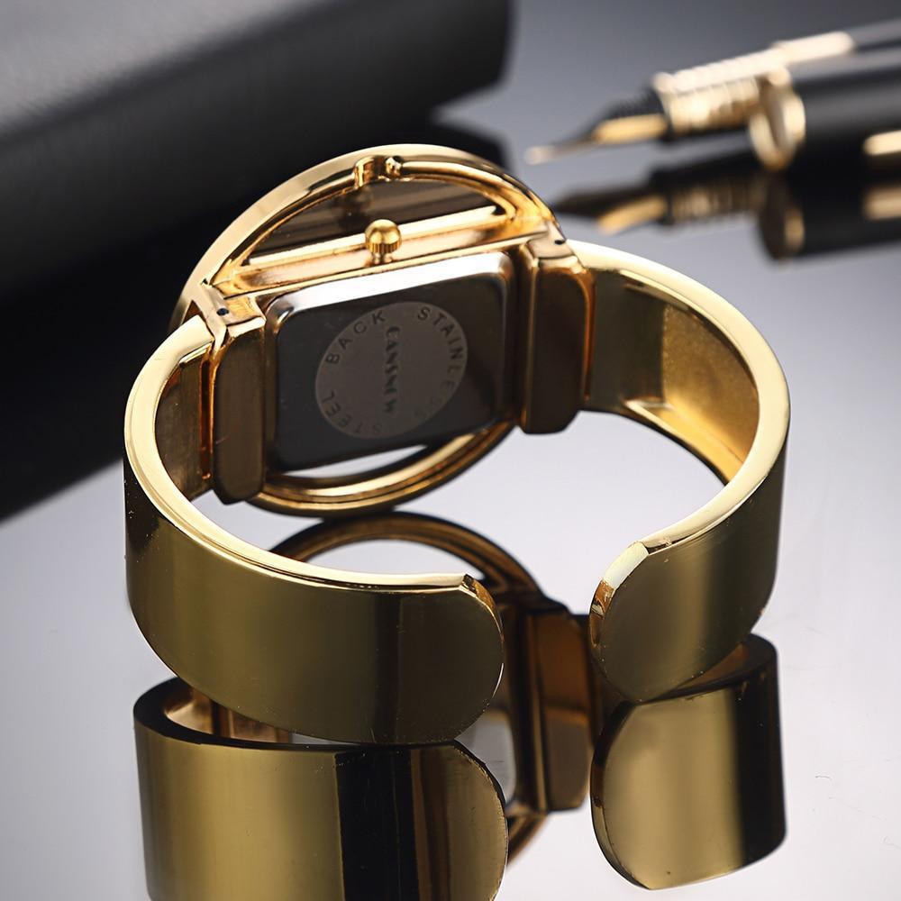 Montres classiques Fashion Gold pour femmes Montre-bracelet de luxe en acier inoxydable pour femmes