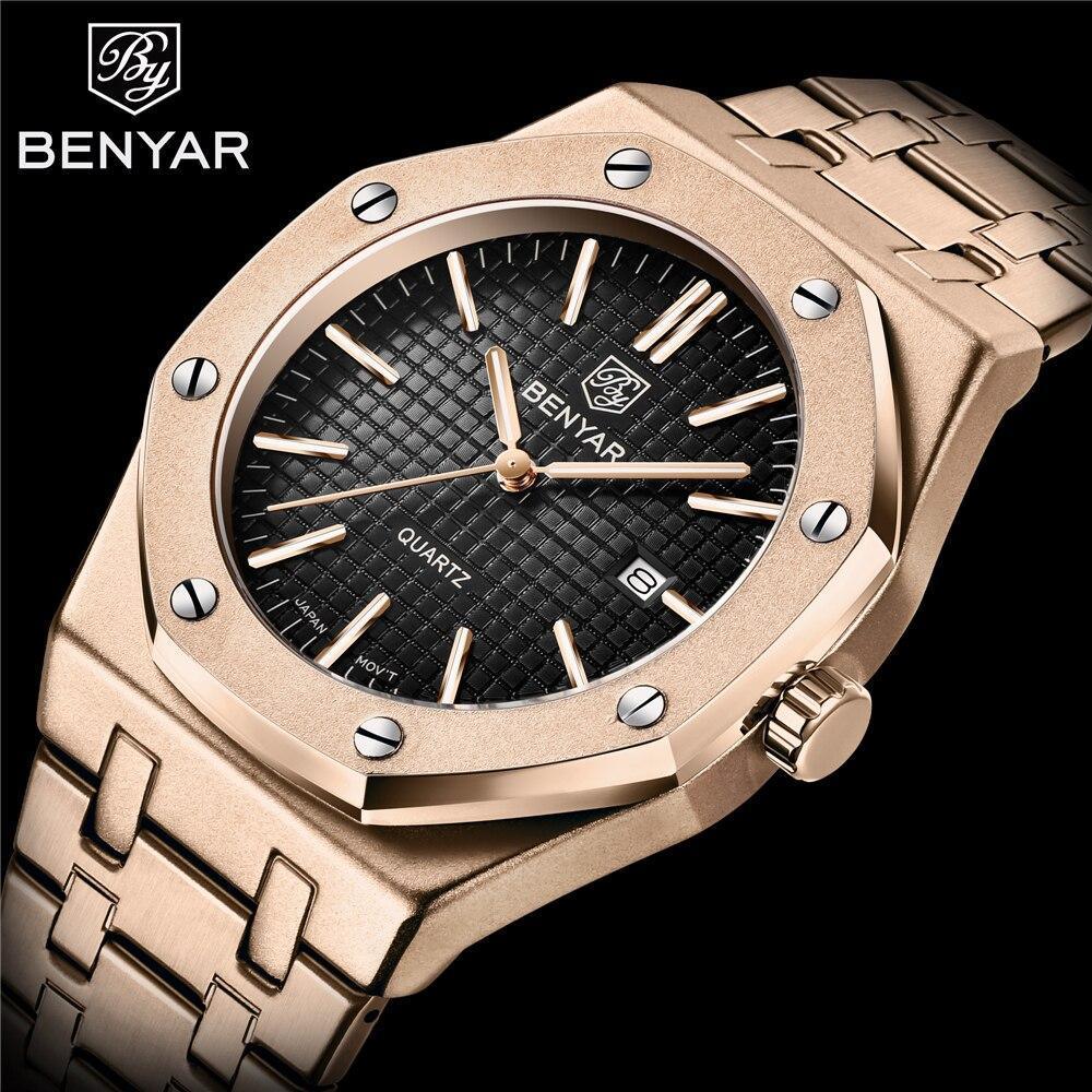 Montre de mode pour hommes Montre de luxe pour hommes en acier inoxydable Montre à quartz analogique Étanche Sport Militaire