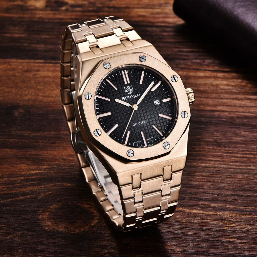 Montre de mode pour hommes Montre de luxe pour hommes en acier inoxydable Montre à quartz analogique Étanche Sport Militaire