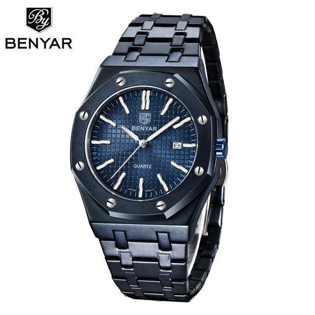 Montre de mode pour hommes Montre de luxe pour hommes en acier inoxydable Montre à quartz analogique Étanche Sport Militaire