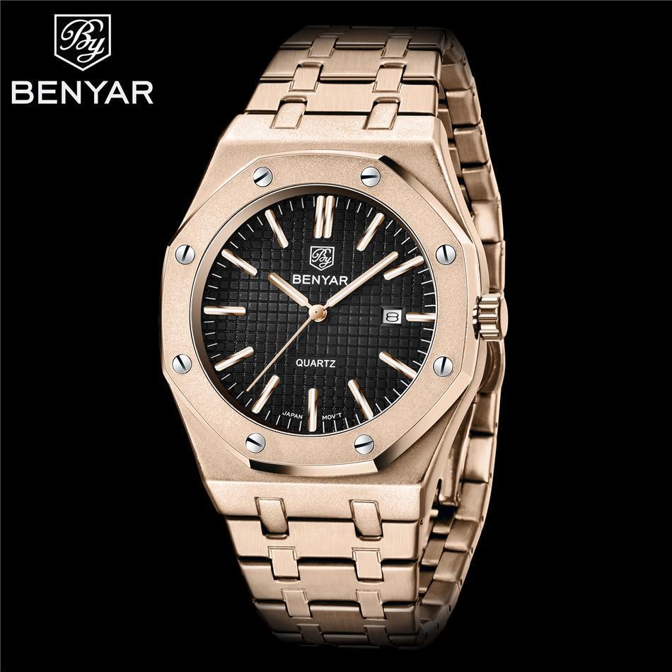 Montre de mode pour hommes Montre de luxe pour hommes en acier inoxydable Montre à quartz analogique Étanche Sport Militaire