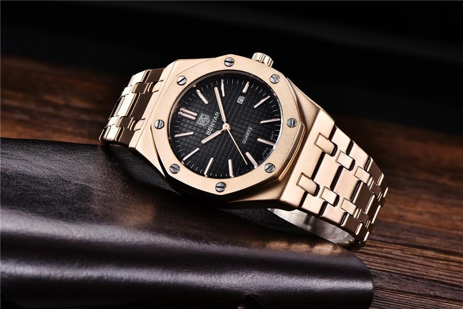 Montre de mode pour hommes Montre de luxe pour hommes en acier inoxydable Montre à quartz analogique Étanche Sport Militaire