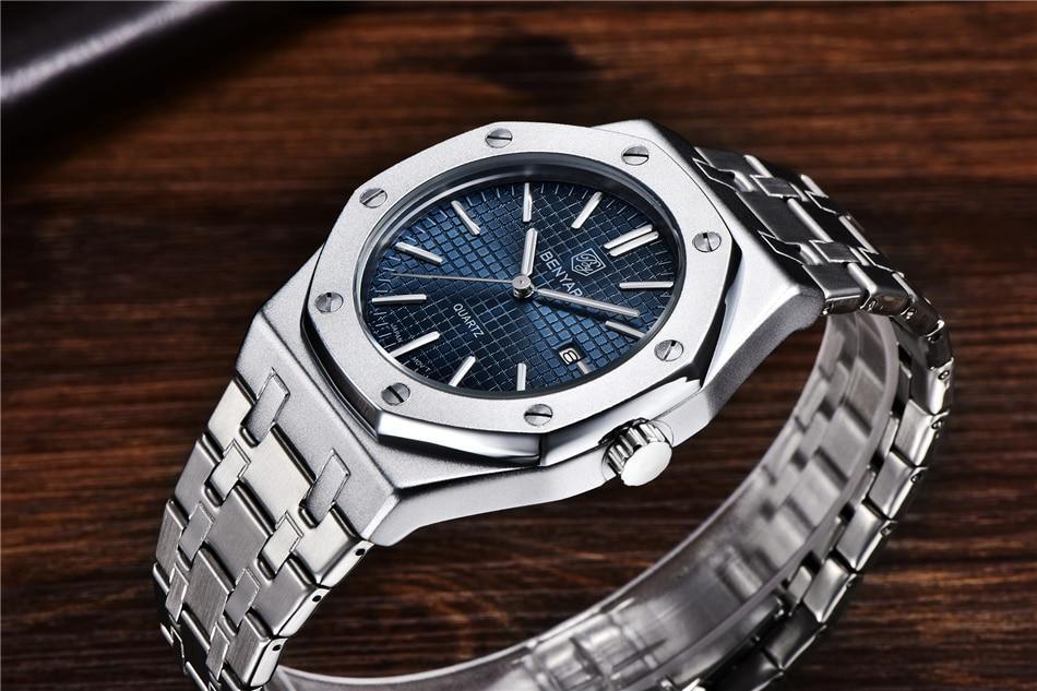 Montre de mode pour hommes Montre de luxe pour hommes en acier inoxydable Montre à quartz analogique Étanche Sport Militaire