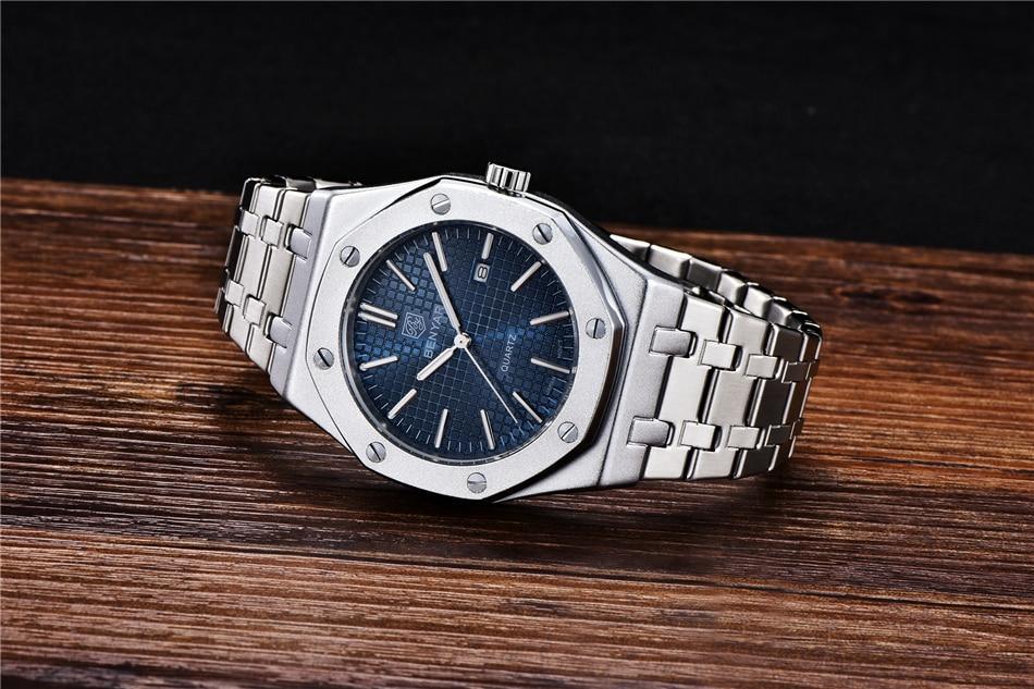 Montre de mode pour hommes Montre de luxe pour hommes en acier inoxydable Montre à quartz analogique Étanche Sport Militaire