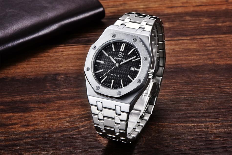 Montre de mode pour hommes Montre de luxe pour hommes en acier inoxydable Montre à quartz analogique Étanche Sport Militaire