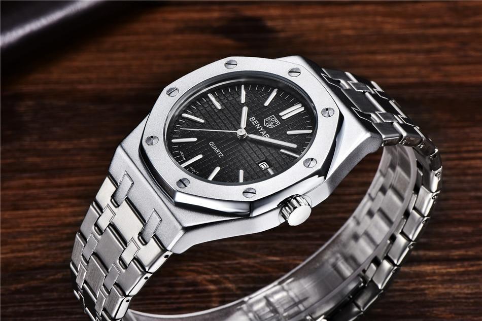Montre de mode pour hommes Montre de luxe pour hommes en acier inoxydable Montre à quartz analogique Étanche Sport Militaire