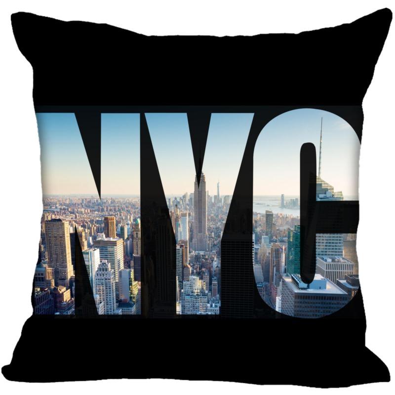 Housse de coussin carrée New York, housse de coussin de Noël zippée pour canapé-lit, décoration d'intérieur 40 x 40 cm, 45 x 45 cm (un côté)