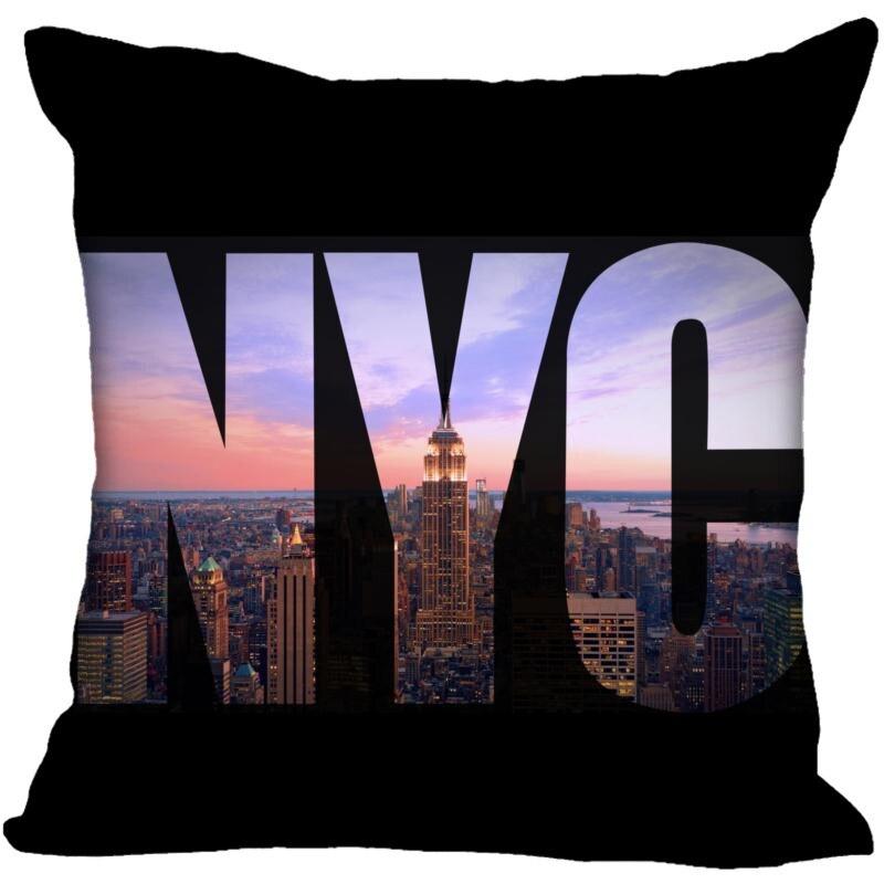 Housse de coussin carrée New York, housse de coussin de Noël zippée pour canapé-lit, décoration d'intérieur 40 x 40 cm, 45 x 45 cm (un côté)