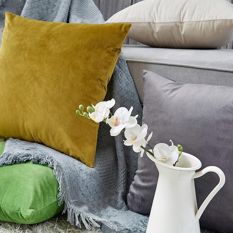 Housse de coussin super douce Housse d'oreiller en velours Housse de coussin décorative en velours pour salon Housse de coussin carrée unie douce pour canapé Oreillers décoratifs pour la maison