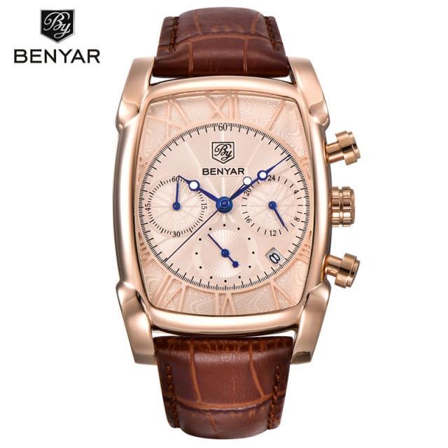 Montre-bracelet analogique pour homme, étanche, design vintage, étui rectangulaire classique, bracelet en cuir, montre de luxe, style professionnel décontracté