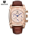Montre-bracelet analogique pour homme, étanche, design vintage, étui rectangulaire classique, bracelet en cuir, montre de luxe, style professionnel décontracté