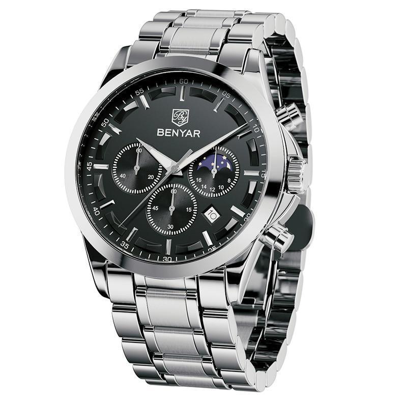 Montre Chronographe Homme Élégante Montre Sport Quartz Mouvement Luxe Analogique Mode Affaires Étanche