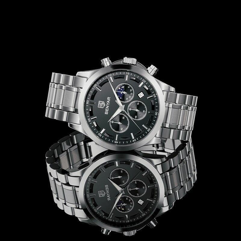 Montre Chronographe Homme Élégante Montre Sport Quartz Mouvement Luxe Analogique Mode Affaires Étanche