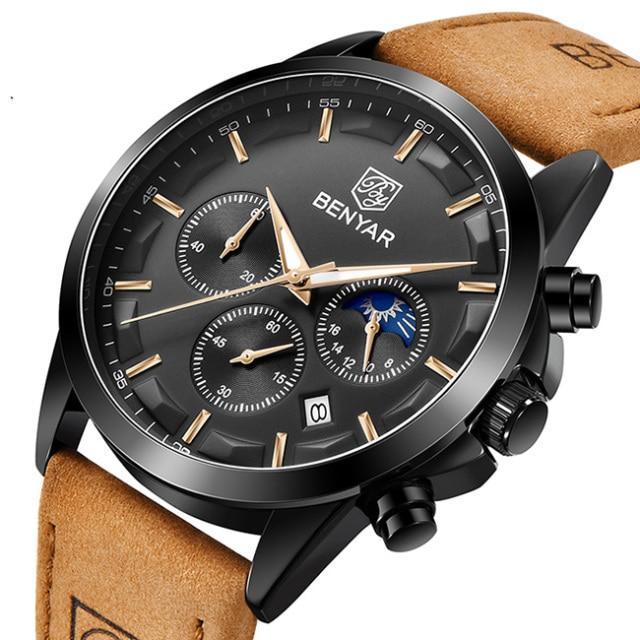 Montre Chronographe Homme Élégante Montre Sport Quartz Mouvement Luxe Analogique Mode Affaires Étanche