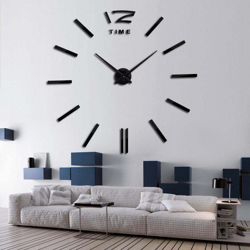 Horloge Murale Montre Horloges 3D Horloge Murale sans Cadre Grands Autocollants Décoration Murale pour Salon Chambre à Coucher Autocollants Miroir Acrylique 3D Salon Aiguille à Quartz Europe