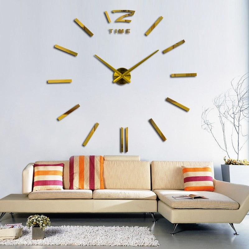 Horloge Murale Montre Horloges 3D Horloge Murale sans Cadre Grands Autocollants Décoration Murale pour Salon Chambre à Coucher Autocollants Miroir Acrylique 3D Salon Aiguille à Quartz Europe