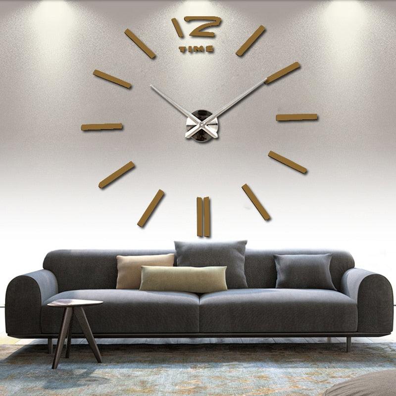 Horloge Murale Montre Horloges 3D Horloge Murale sans Cadre Grands Autocollants Décoration Murale pour Salon Chambre à Coucher Autocollants Miroir Acrylique 3D Salon Aiguille à Quartz Europe