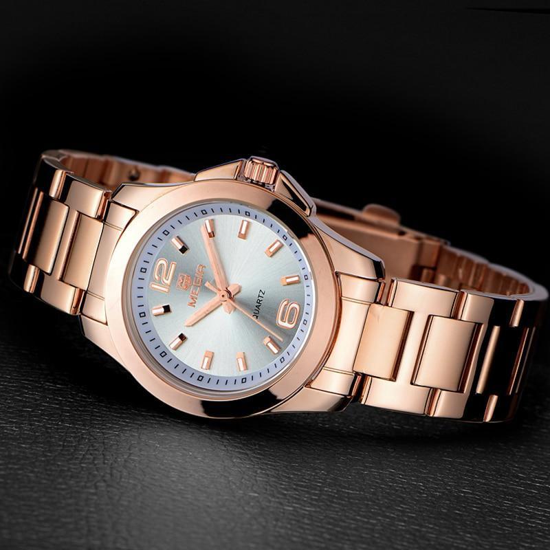 Montres de luxe pour femmes Or Rose Élégant Moderne Étanche Analogique Design Stylé Pour Femmes