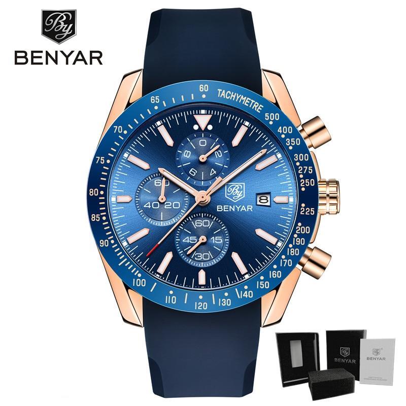 Montre homme bleue 2021 Montre de luxe design Montres bracelet en silicone Montres-bracelets pour homme Chronographe rond pour homme