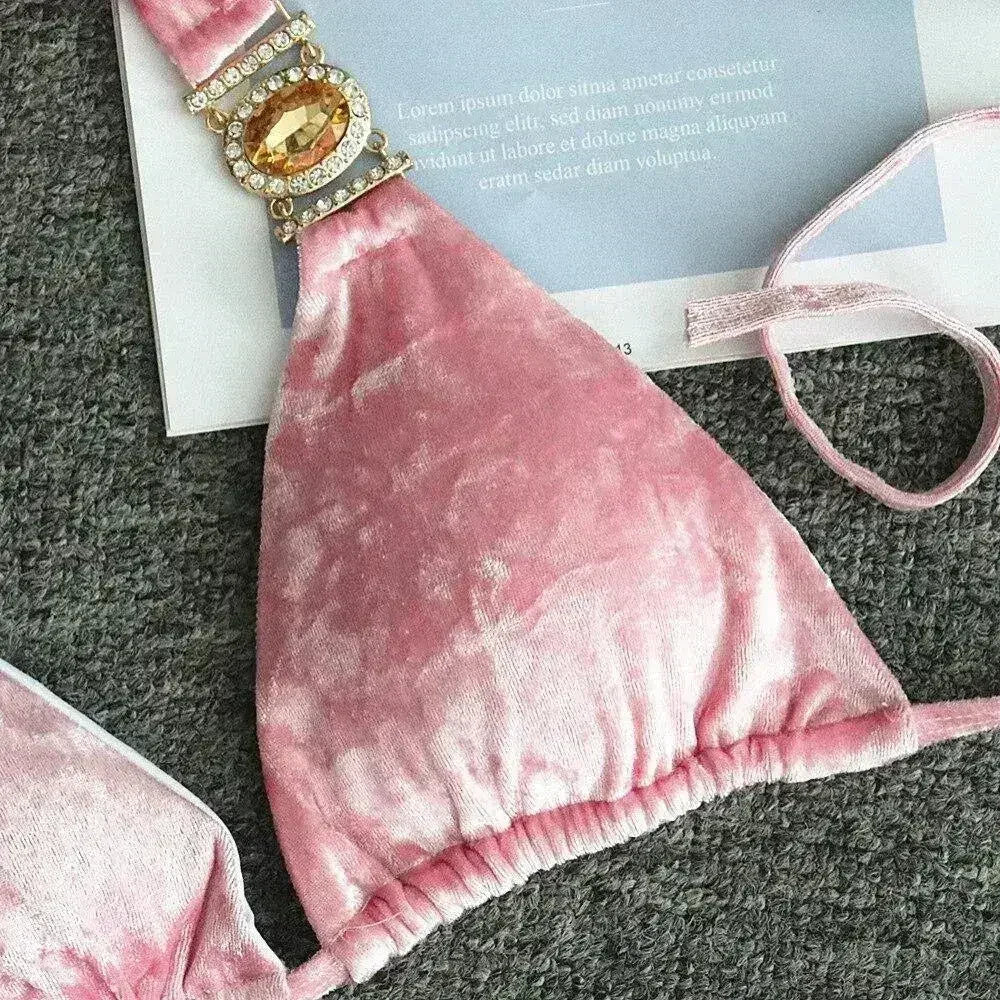 Maillots de bain sexy d'été pour femmes, ensembles bikini, velours, push-up