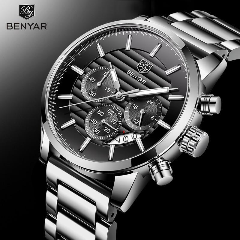 Montre Homme Luxe Sport Acier Design Affaires Bracelet Cuir Montre-bracelet Militaire Quartz