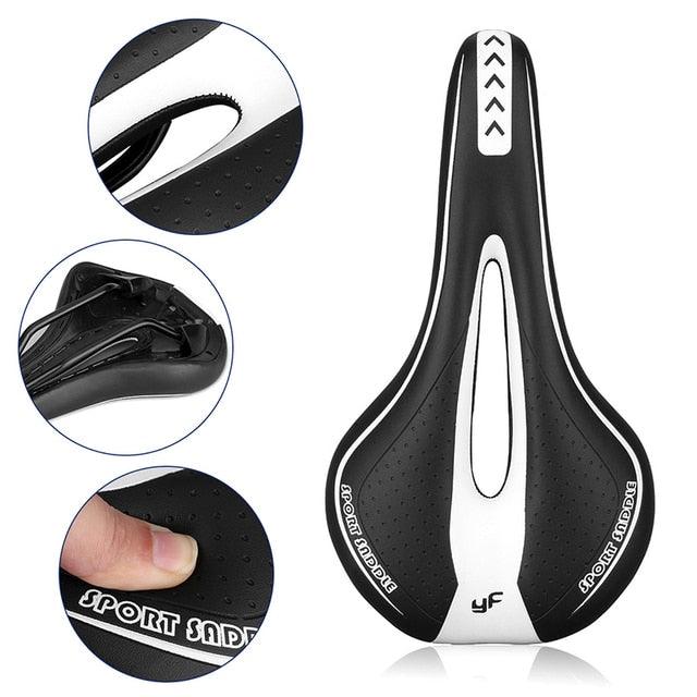 Siège de coussin en silicone respirant Surface en cuir PU Gel rempli de silice Selle de vélo confortable et antichoc Rembourrée Selle de vélo de route professionnelle étanche pour hommes