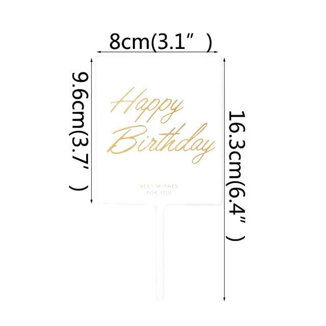 1pcs Décoration de gâteau d'anniversaire en métal Joyeux Anniversaire, Décoration de gâteau en métal et acrylique avec grappe de fleurs artificielles roses pour décoration de fête prénatale, d'anniversaire et de pâtisserie.