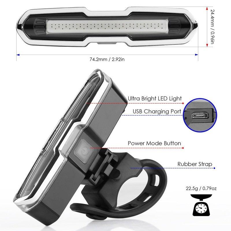 Feu arrière de vélo ultra lumineux Feu de vélo rechargeable par USB LED Feu arrière de vélo 5 modes Phares avec lumière de vélo ultra lumineuse rouge + bleue Feu arrière de vélo rechargeable par USB LED Feu de casque étanche