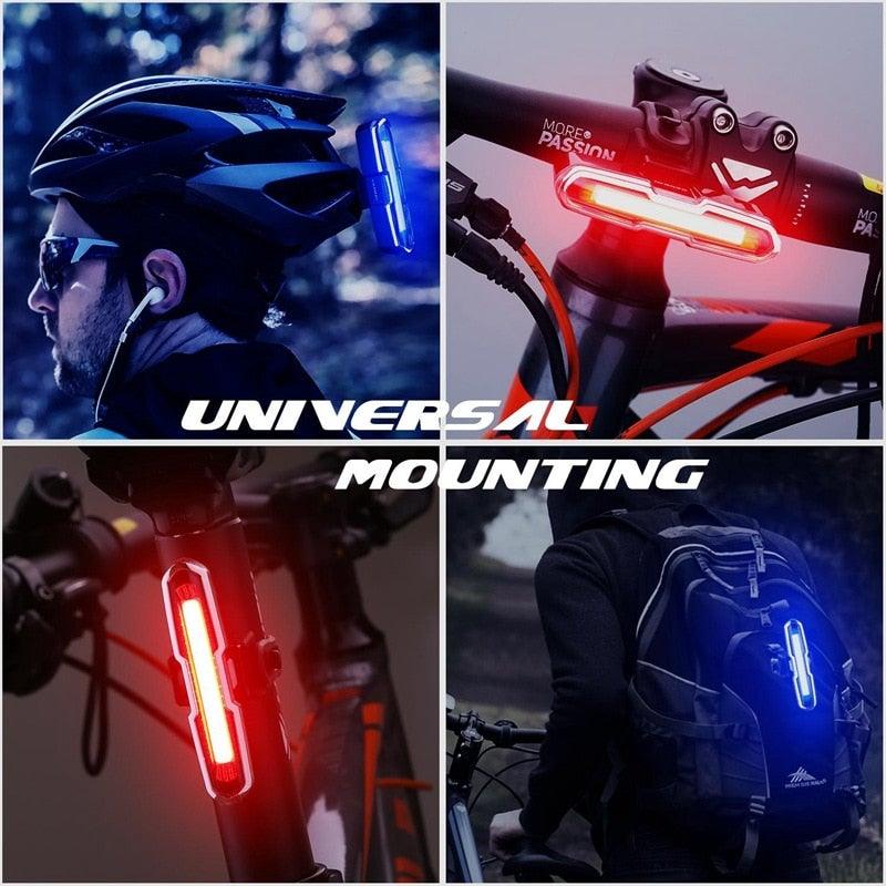 Feu arrière de vélo ultra lumineux Feu de vélo rechargeable par USB LED Feu arrière de vélo 5 modes Phares avec lumière de vélo ultra lumineuse rouge + bleue Feu arrière de vélo rechargeable par USB LED Feu de casque étanche
