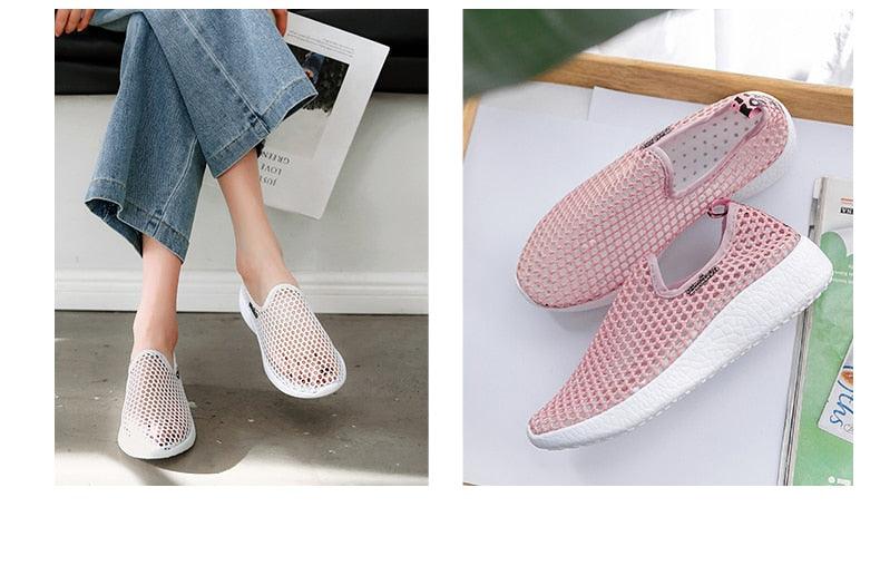 Chaussures de sport en maille respirante pour femmes Chaussures de sport tendance douces et confortables Chaussures de sport à enfiler tendance Semelle souple respirante Confortables Chaussures de course et de marche