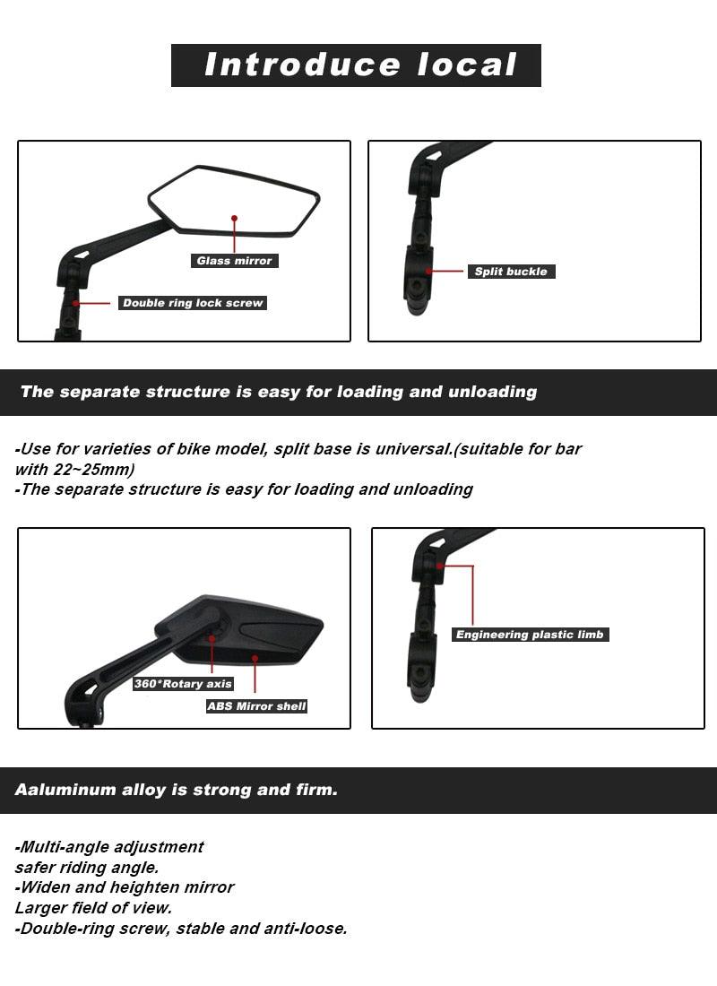 Nouveau Rétroviseur de Vélo Anti-Rayures en Verre, Grand Angle Clair, Vue Arrière pour Vélo, Cyclisme, Rétroviseur Arrière, Réflecteur de Guidon Réglable et Rotatif, Miroir de Sécurité en Acrylique Grand Angle, Nouvelle Lentille en Verre Anti-Rayures