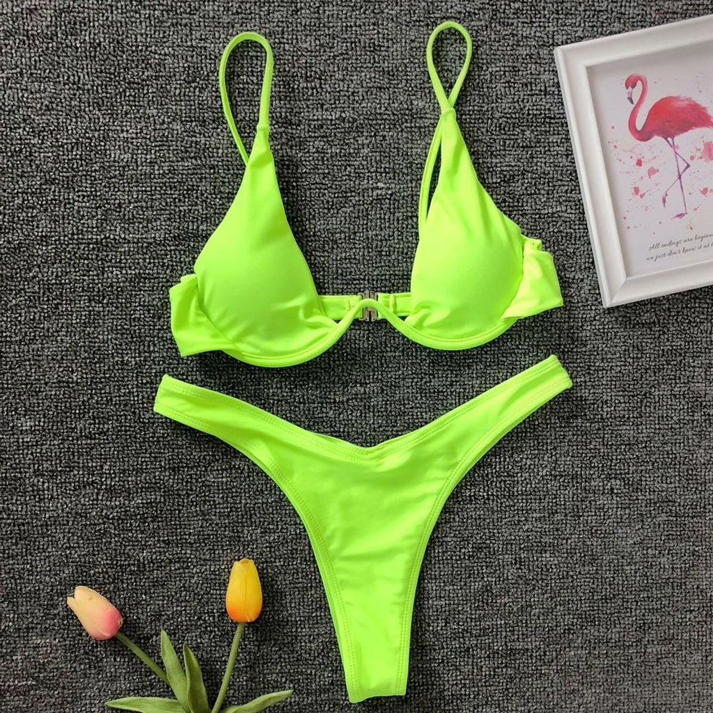 Maillot de bain femme avec armatures, maillot de bain deux pièces pour femme, bikini fil en V, ensemble de bain pour femme, micro bikini pour femme, maillot de bain deux pièces brillant métallique, maillot de bain push-up avec armatures, maillot de bain