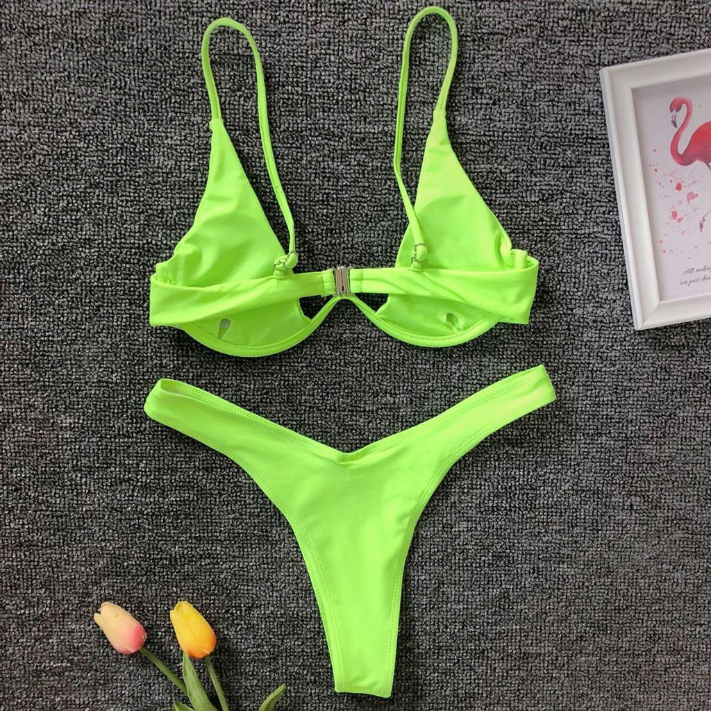 Maillot de bain femme avec armatures, maillot de bain deux pièces pour femme, bikini fil en V, ensemble de bain pour femme, micro bikini pour femme, maillot de bain deux pièces brillant métallique, maillot de bain push-up avec armatures, maillot de bain