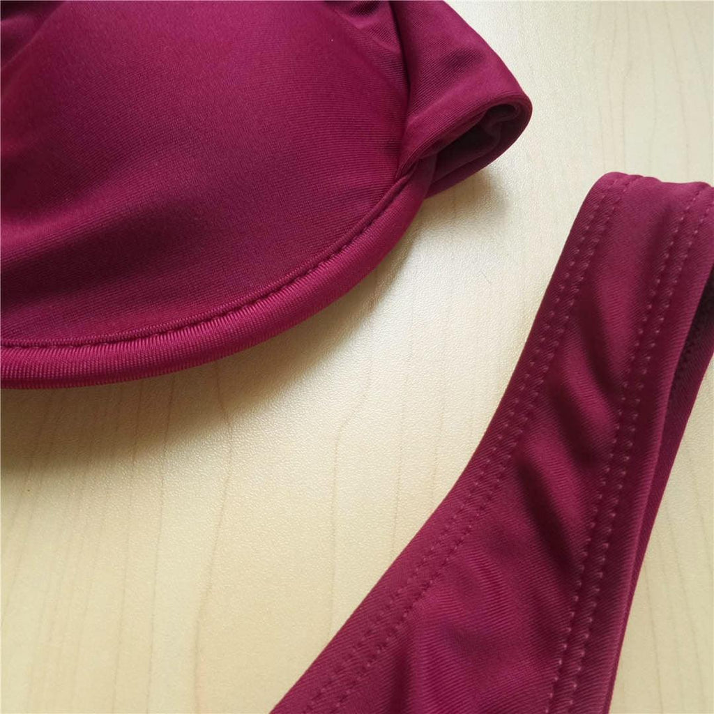 Maillot de bain femme avec armatures, maillot de bain deux pièces pour femme, bikini fil en V, ensemble de bain pour femme, micro bikini pour femme, maillot de bain deux pièces brillant métallique, maillot de bain push-up avec armatures, maillot de bain