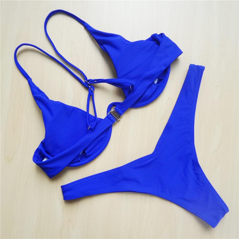 Maillot de bain femme avec armatures, maillot de bain deux pièces pour femme, bikini fil en V, ensemble de bain pour femme, micro bikini pour femme, maillot de bain deux pièces brillant métallique, maillot de bain push-up avec armatures, maillot de bain