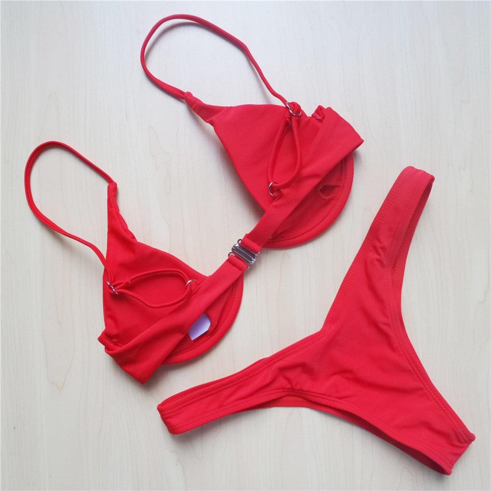 Maillot de bain femme avec armatures, maillot de bain deux pièces pour femme, bikini fil en V, ensemble de bain pour femme, micro bikini pour femme, maillot de bain deux pièces brillant métallique, maillot de bain push-up avec armatures, maillot de bain