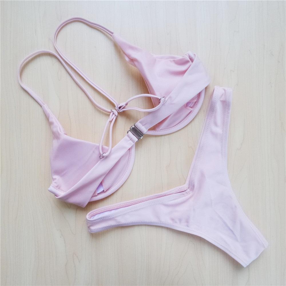 Maillot de bain femme avec armatures, maillot de bain deux pièces pour femme, bikini fil en V, ensemble de bain pour femme, micro bikini pour femme, maillot de bain deux pièces brillant métallique, maillot de bain push-up avec armatures, maillot de bain
