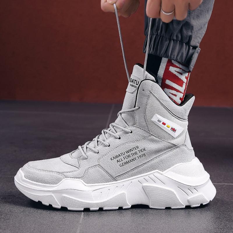 Chaussures montantes modernes chaudes d'hiver et d'automne pour hommes, semelle en caoutchouc, chaussures de sport de course, maille respirante de haute qualité, chaussures de marche et de jogging antidérapantes pour hommes, baskets athlétiques.