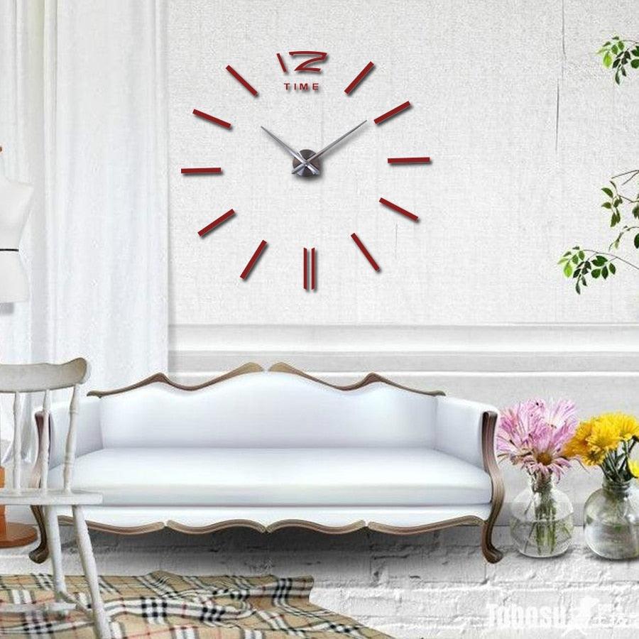 Horloge Murale Montre Horloges 3D Horloge Murale sans Cadre Grands Autocollants Décoration Murale pour Salon Chambre à Coucher Autocollants Miroir Acrylique 3D Salon Aiguille à Quartz Europe