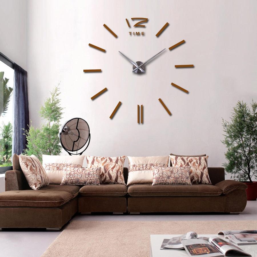 Horloge Murale Montre Horloges 3D Horloge Murale sans Cadre Grands Autocollants Décoration Murale pour Salon Chambre à Coucher Autocollants Miroir Acrylique 3D Salon Aiguille à Quartz Europe