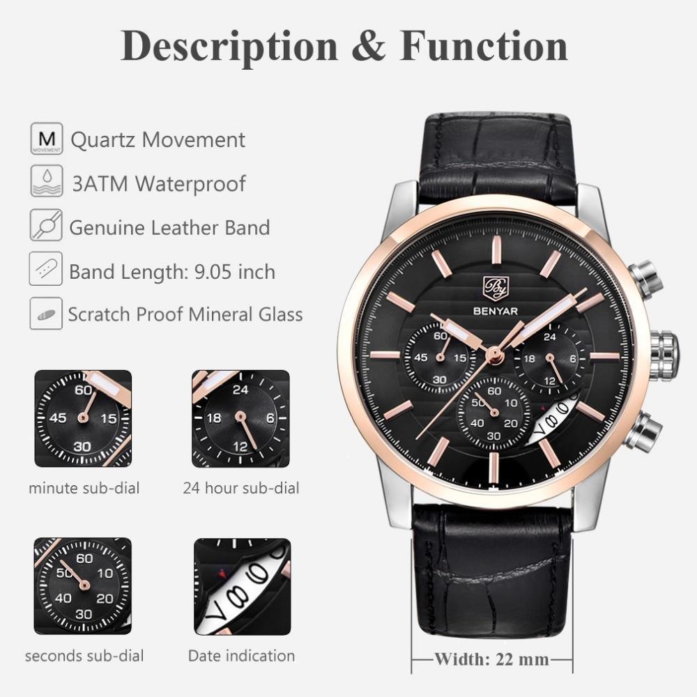 Nouvelles Montres de Luxe pour Hommes Chronographe Sport Montres Étanche Décontracté Sport Bracelet en Cuir Quartz Montre-Bracelet Homme