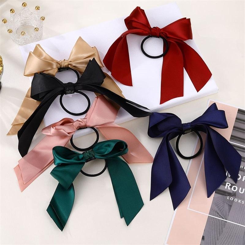 Accessoires Bandeaux Élastiques Nœud Papillon Mode Serre-tête Long Ruban Nœud Attache Cheveux Chouchous Porte-queue de Cheval Accessoires pour Femmes et Filles