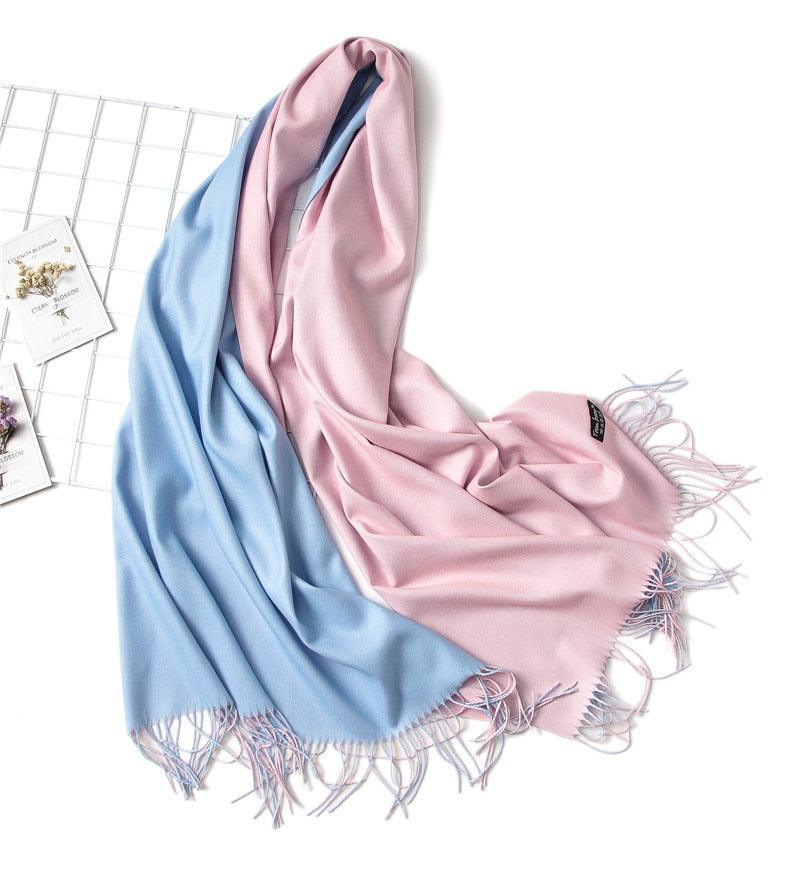 Écharpe d'hiver unie douce en cachemire léger, châle en cachemire, écharpe légère, châle, hijab, châle, écharpe élégante, couverture, bandana à pompons pour femme