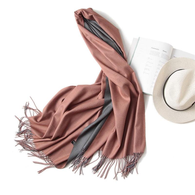 Écharpe d'hiver unie douce en cachemire léger, châle en cachemire, écharpe légère, châle, hijab, châle, écharpe élégante, couverture, bandana à pompons pour femme